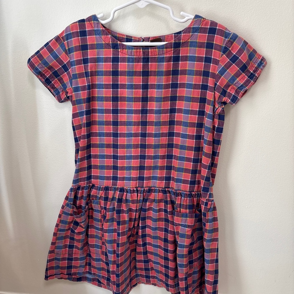 Tea collection Plaid Short Sleeve Peplum dress
